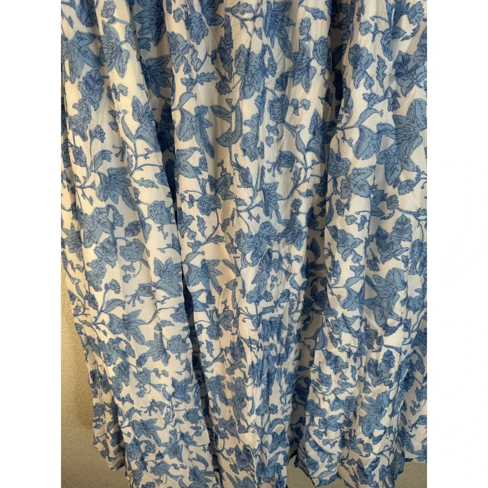 Lulus Denarius White and Blue Leaf Print Two-Piece Midi Dress Size XL New!